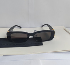 Authentic Balenciaga BB0096S Black/Grey Full-Rim Rectangle Unisex Sunglasses