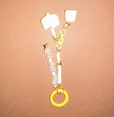 Yellow Beaded Food Charm Key Chain Gold Star Accents Metal Plastic Women