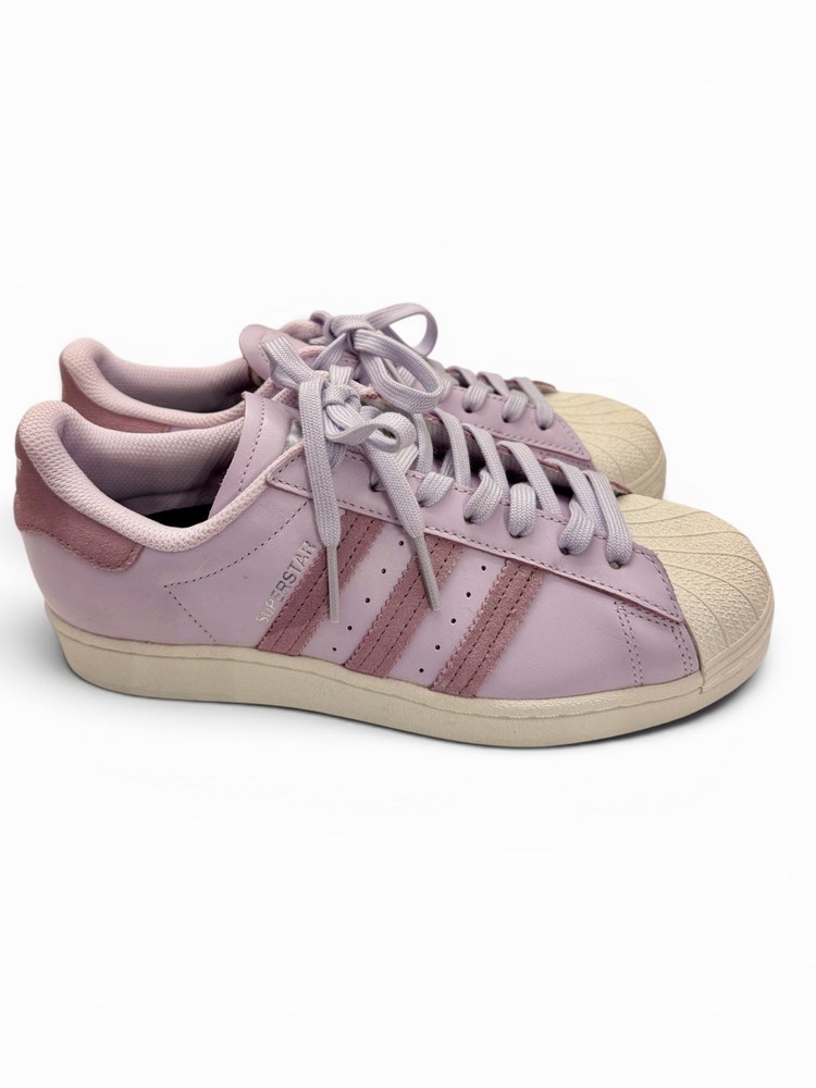 adidas Superstar Low Top Shell Toe Lace-Up Sneakers Solid Purple Pink Beige
