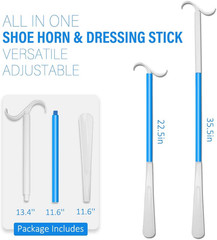 35.5 Inch Long Handled Shoe Horn, Dressing Stick, Sock Remover Aid Helper – Vers