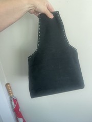 Vintage Black Floral Butterfly Hand Embroidered Cottagecore Loop Handle Purse