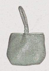 Dazzling Silver Rhinestone-Covered Evening Handbag W/ a Sparkly Loop Handle
