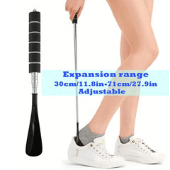 28″ Stainless Steel Long Handle Shoe Horn Metal Shoehorn Dressing Aid Heavy Duty