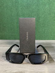 Prada Sunglasses 8297 Shiny Black/ Black lenses, Big 142 mm Frame Width, Italy