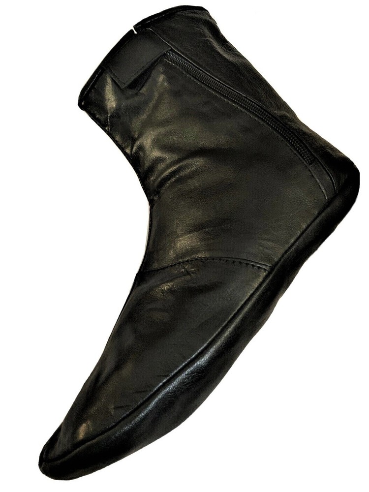 Men’s Women’s Unisex Real Halal Sheep Leather Black Socks Khuf With FleeceLining