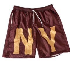 ROMWE NY Print Swim Trunks Men’s Size M US 38 Brown Polyester Shorts