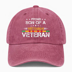 Proud Son Of A Vietnam Veteran Hat Military Family Gift Washed Dad Baseball Cap