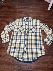 The north face Women’s Flannel Shirt Blue And Cream Plaid Size Medium