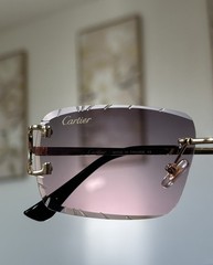 🔥😎Diamond Cut Big C Pink/Grey Lens Frameless & Gold Frame☀️💎