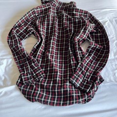 Chaps Black & Red Cotton Plaid Flannel Button Down Shirt Size M, Curved Hem