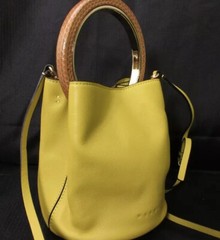 MARNI Bucket Bag + Wallet Set Sunflower Yellow Brown Handle Shoulder Strap RARE