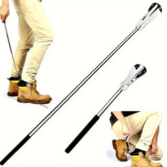 1pc Retractable Stainless Steel Shoe Horn Adjustable Long Handle – NEW