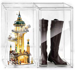 23.6” Tall Boot & Shoe Boxes, Clear Dustproof Acrylic Display Case | 13.8” X 1