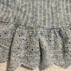 America Eagle Blue Plaid Eyelet Crop Top Flutter Sleeve Babydoll Cottagecore XL