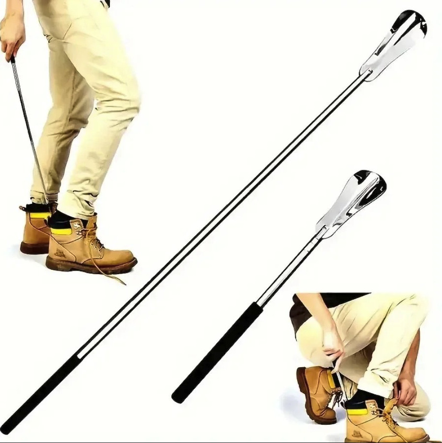 1pc Stainless Steel Retractable Shoe Horn Long Handle Shoe Helper – NEW