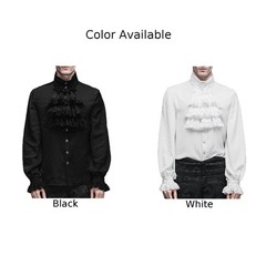 Men Vampire Victorian Renaissance Blouse Tops Gothic Ruffled Medieval Shirt