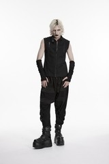 Punk Rave Men Black Goth Cyberpunk Rivets Gloves Steampunk Long Cuff Arm Warmer