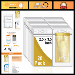 20Pcs Extra Thick Vertical ID Badge Holders, Double-Deck Clear Plastic Name Tag,