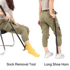 35″ Long Dressing Stick with Shoe Horn Sock Removal Tool, Adjustable Extended