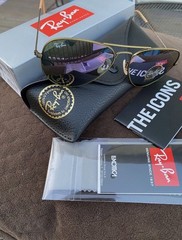 Ray Ban Aviator RB3026 Sunglasses 62mm Purple Lens/Gun-colored Frame