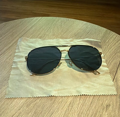 Dior Men’s Aviator Sunglasses Gold Metal Frame Black Tinted Plastic Lenses
