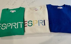 Esprit Women’s Logo-Multicolor Sweatshirt Crewneck Blue RETRO-New With Tags