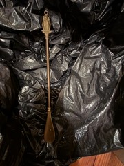 Vintage Brass Long Handled Shoe Horn with Ornate Decorative Handle