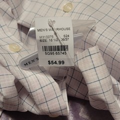 Pronto Uomo Non-Iron Modern Fit Dress Shirt Check White/Blue 16.5 36/37 B&T