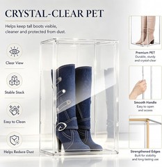 23.6” Tall Boot & Shoe Boxes, Clear Dustproof Acrylic Display Case | 13.8” X 1