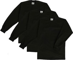 Pro Club Men’s 3-Pack Heavyweight Cotton Long Sleeve Crew Neck T-Shirt