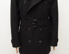 Men’s Burberry Double Breasted Black Cotton Trench Coat Jacket Size 48,US 38,S-M