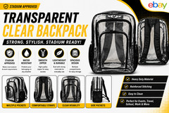 Heavy Duty Clear Backpack Transparent See Through Bag School Work