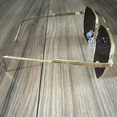 Unisex Aviator Sunglasses Gold Metal Frame Brown Tinted Plastic Lenses