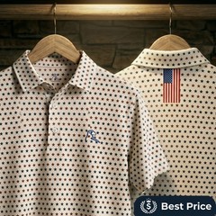 ⭐United States The Rhoback White Polo by :Non-Bacon Collar USA Flag M – L – XL⭐
