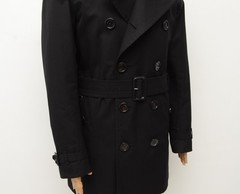 Men’s Burberry Double Breasted Black Cotton Trench Coat Jacket Size 48,US 38,S-M