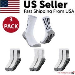3 Pair Sport Socks Anti Slip W/ Grip Soccer Men Football Basketball Sock Premium