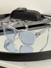 Chrome Hearts Box Officer Mist Transparent Frame Blue Lens Sunglasses