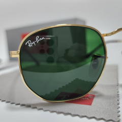 Ray-Ban RB3548N Hexagonal Sunglasses Gold Frame Glass Green Lens 51 mm