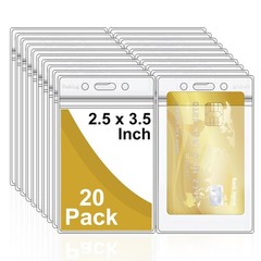 20Pcs Extra Thick Vertical ID Badge Holders, Double-Deck Clear Plastic Name Tag,
