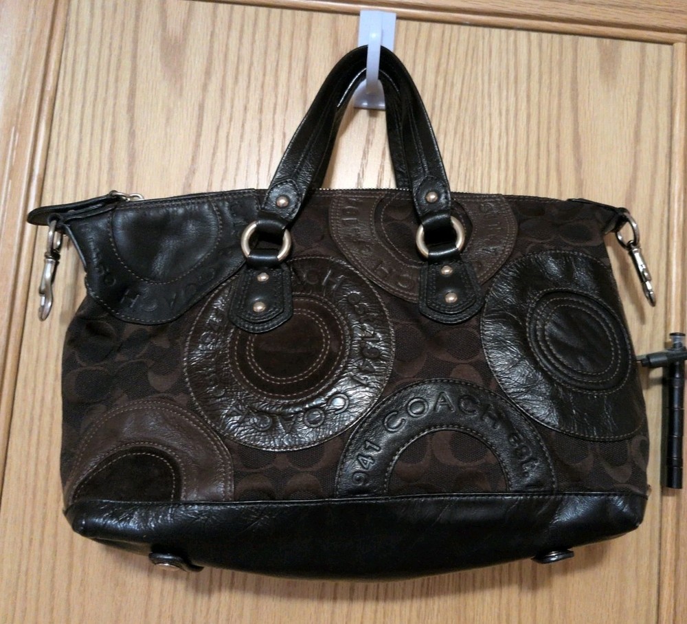 Coach Ashley Piece Patched Satchel Purse w looped handles #F15474 – *Read*