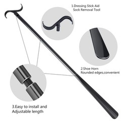 35″ Long Dressing Stick with Shoe Horn Sock Removal Tool, Adjustable Extended