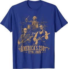 250 Years Patriot Guitar Drum Band American Flag 1776 2026 T-Shirt