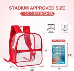 Clear Backpack – Stadium Approved Transparent Design Waterproof Bag 12×6×12 inch