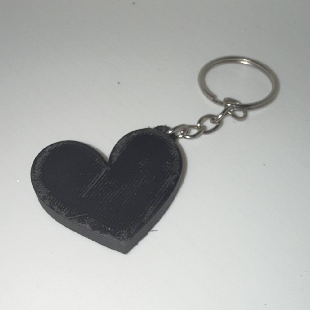 Black Heart Key Chain Keyring, Plastic & Metal, Black/Silver, Women