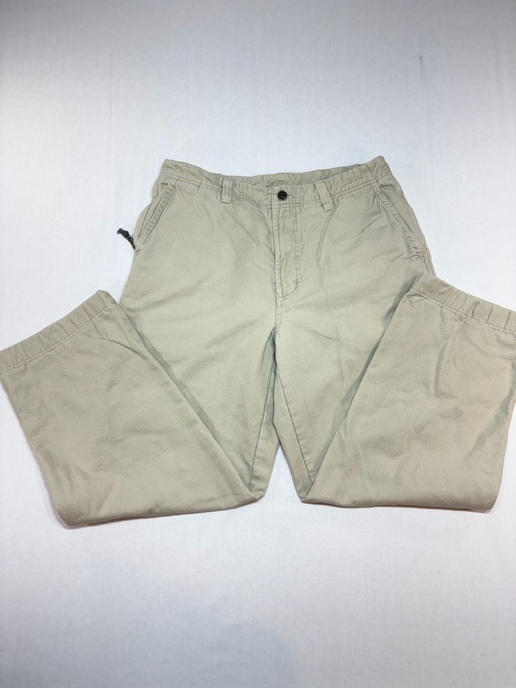L.L.Bean Men’s Flannel-Lined Comfort Waist Chinos Tan Khaki Pants 34×30