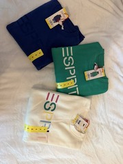 Lot of 3 NWT Esprit Logo Fleece Crewneck Sweatshirt Cream Blue Green 80’s sz S