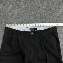 Tommy Hilfiger Chino Pants Mens Size 36 Black Pleated Cuffed Cotton Classic Fit