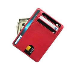 For Men Leather Wallet RFID Blocking Slim Flat Wallet Card Case ID Card Holder