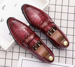 Men’s Stone Pattern Slip on Loafers Pointy Toe Formal Business Casual Shoes