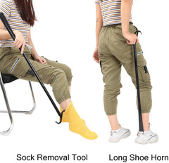 35″ Long Dressing Stick with Shoe Horn with Sock Removal Tool, Adjustable Extend